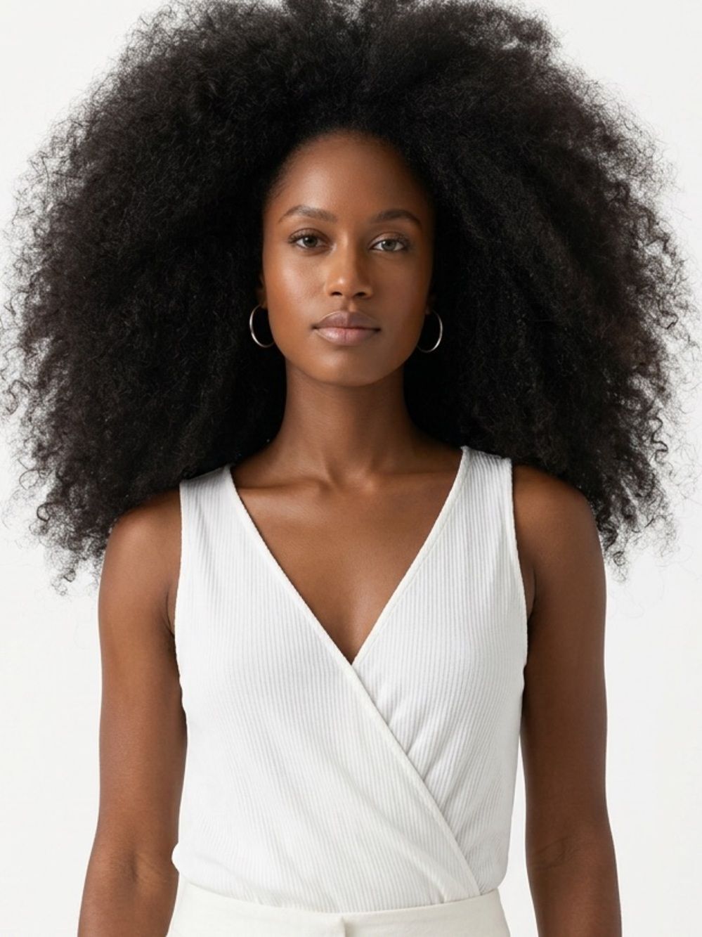 EXPRESS | White Ribbed Surplice Crossover Tank Top Bubble Hem Women’s Size Small